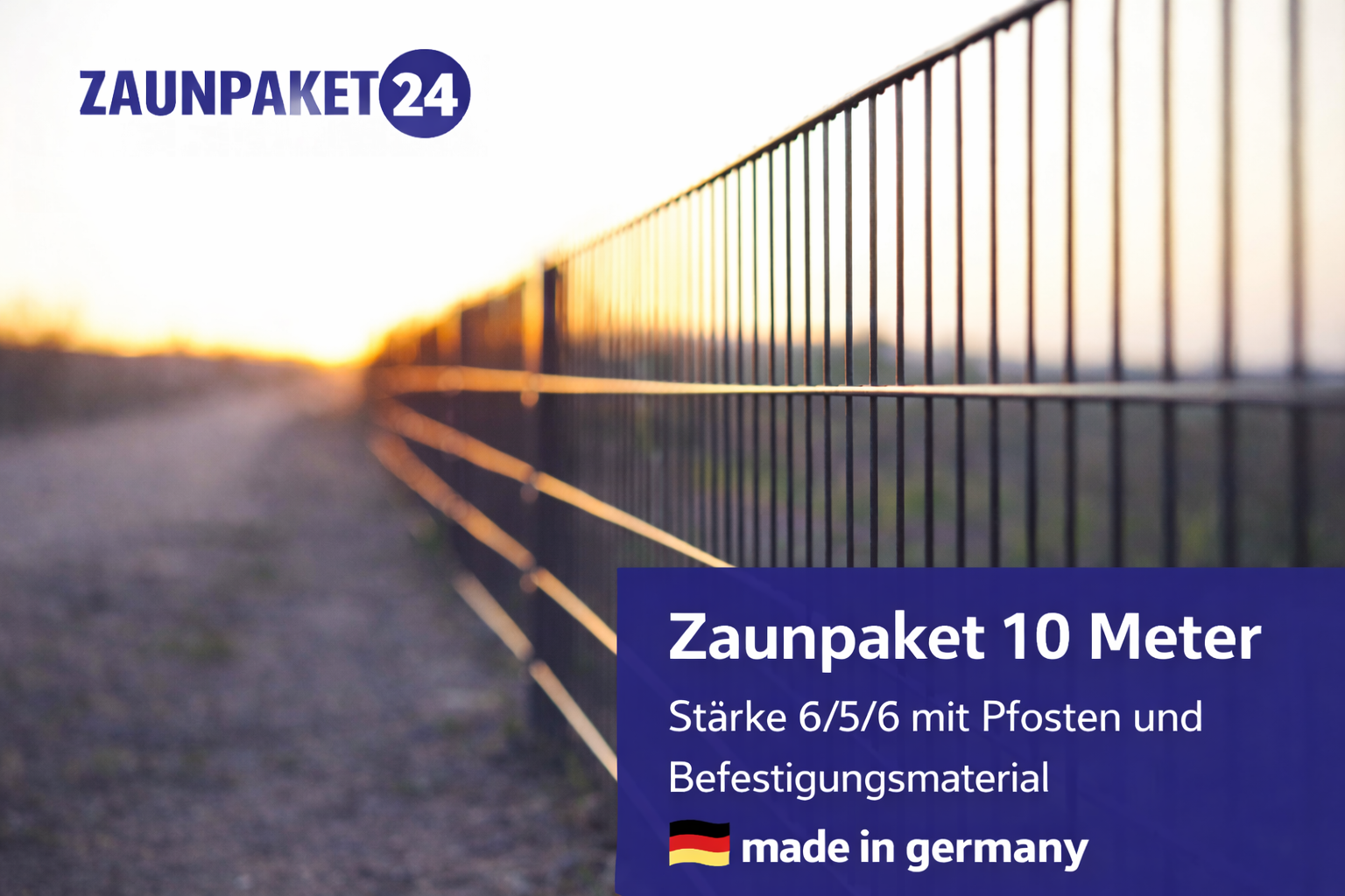 Doppelstabmatten-Zaunpaket 10 Meter mit Pfosten, Premiumqualität, stabiler Metallzaun, Made in Germany, Zaunpaket24