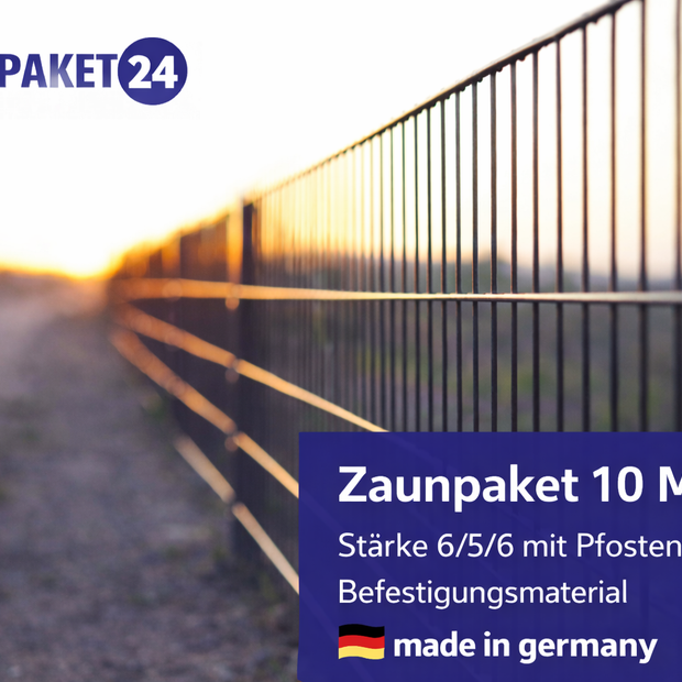 Doppelstabmatten-Zaunpaket 10 Meter mit Pfosten, Premiumqualität, stabiler Metallzaun, Made in Germany, Zaunpaket24