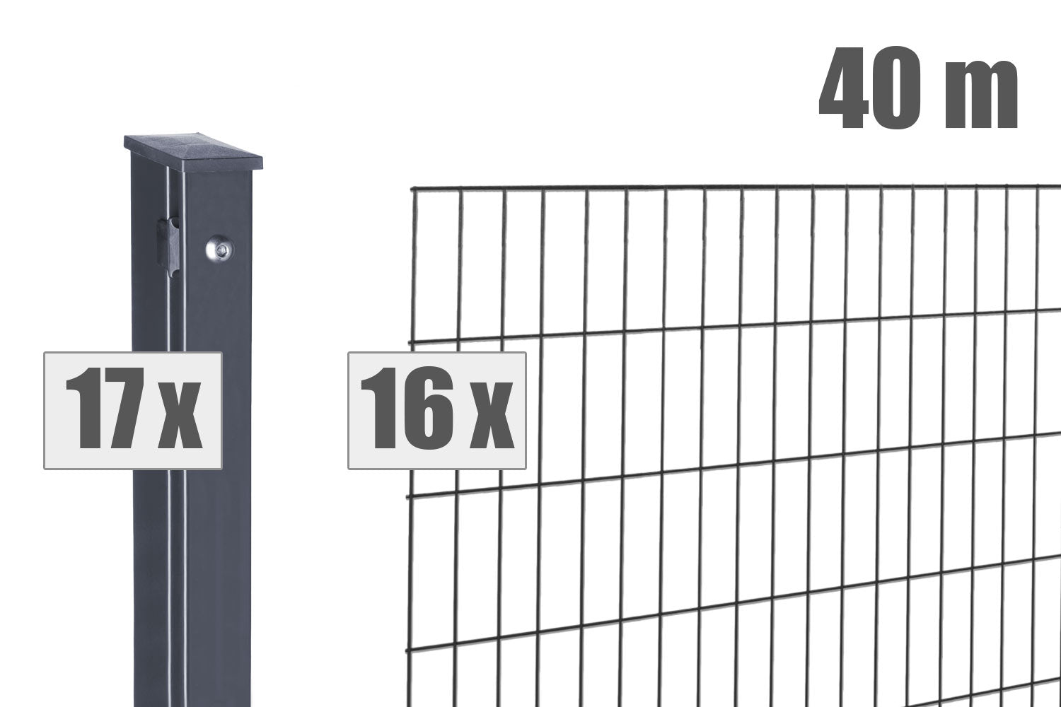 40-meter double wire fencing panels 8/6/8 with posts, showcasing durable construction and premium quality in a garden setting.