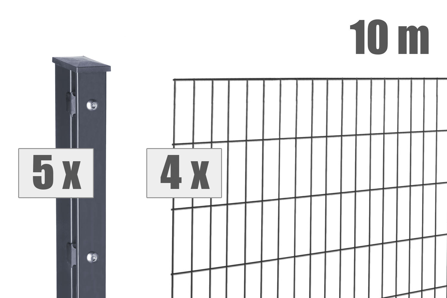 10-meter double wire fence panels 8/6/8 with posts, showcasing premium quality and sturdy construction made in Germany.