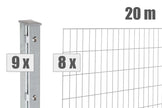 Doppelstabmatten-Zaunpaket 20 Meter mit Pfosten, Premiumqualität, Made in Germany, von Zaunpaket24, für sicheren Gartenzaun