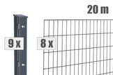 Doppelstabmatten Zaunpaket 20 Meter mit Pfosten, Premiumqualität, in Deutschland hergestellt, zeigt die stabile Zaunlösung.