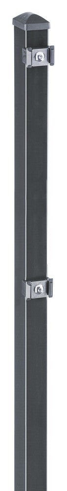 Zaunpfosten mit Klemme von Zaunpaket24, robustes Metall, ideal für Zaunanwendungen, in grauer Farbe.
