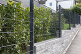 Doppelstabmatte Komfort 6/5/6 mm fencing panel in green, showcasing the sturdy vertical and horizontal wire design.